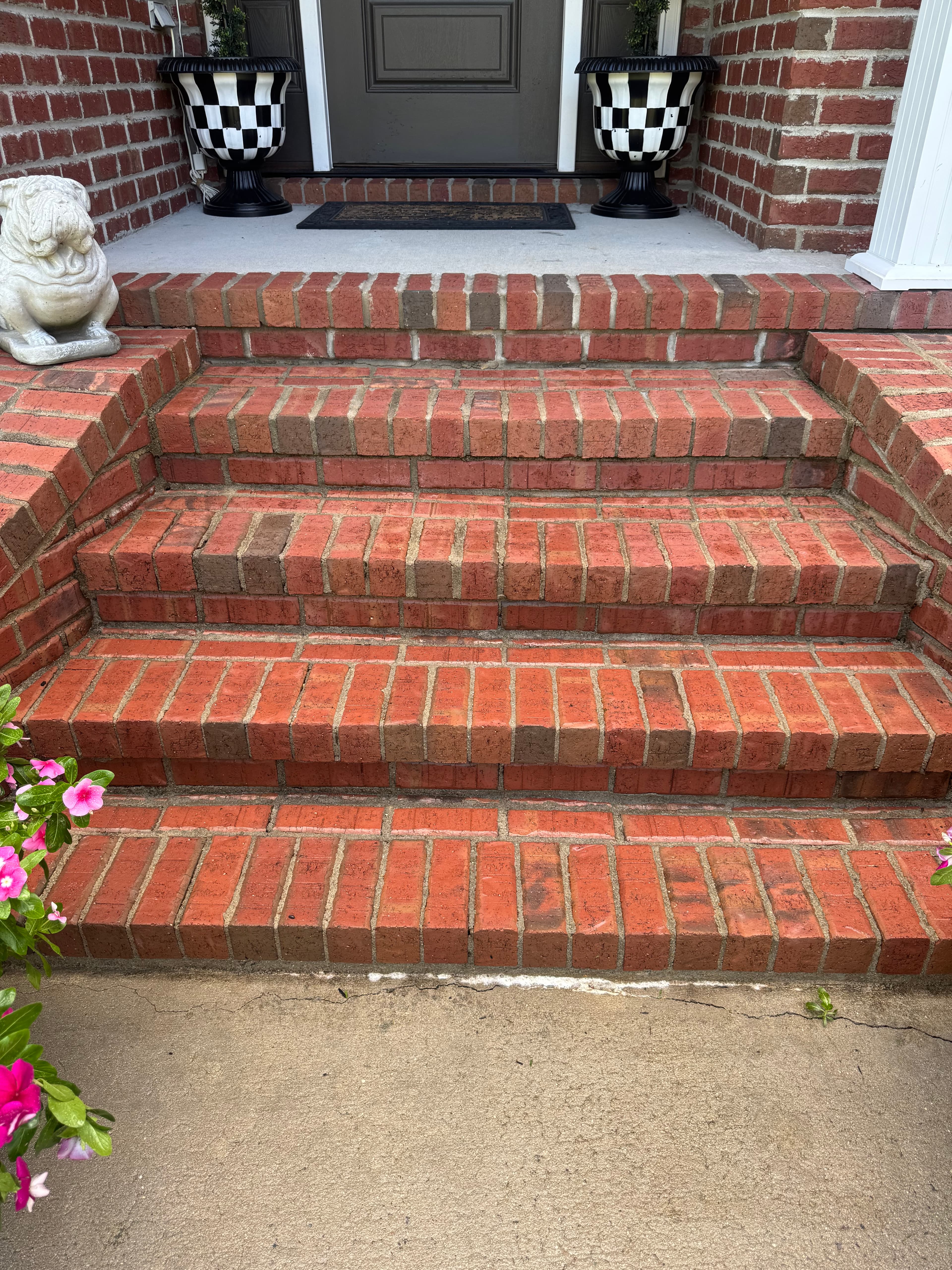 Clean brick front steps after pressure washing by Max Pressure in Fayetteville NC