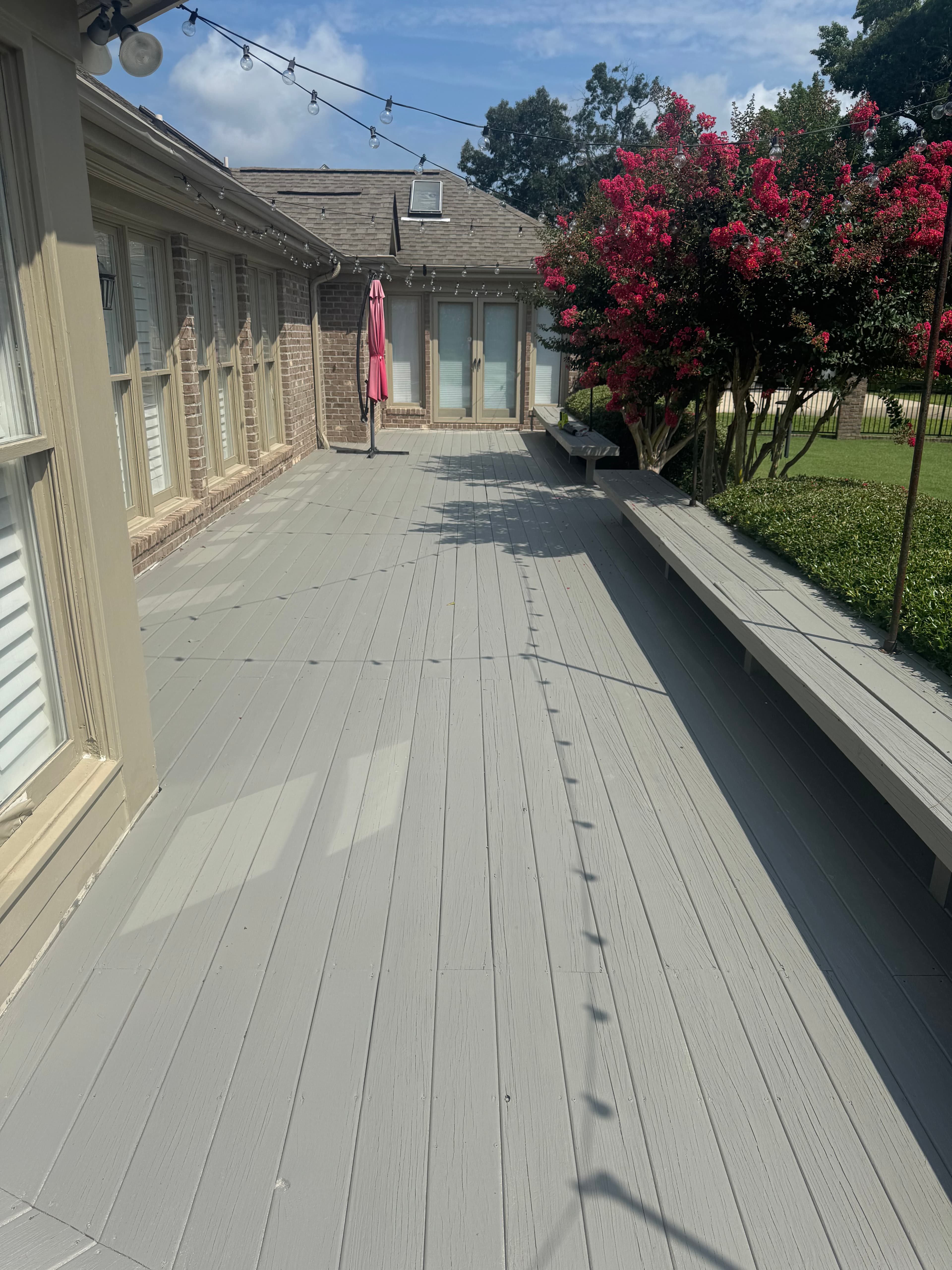 Wood deck with restored color after cleaning and staining by Max Pressure in Fayetteville NC