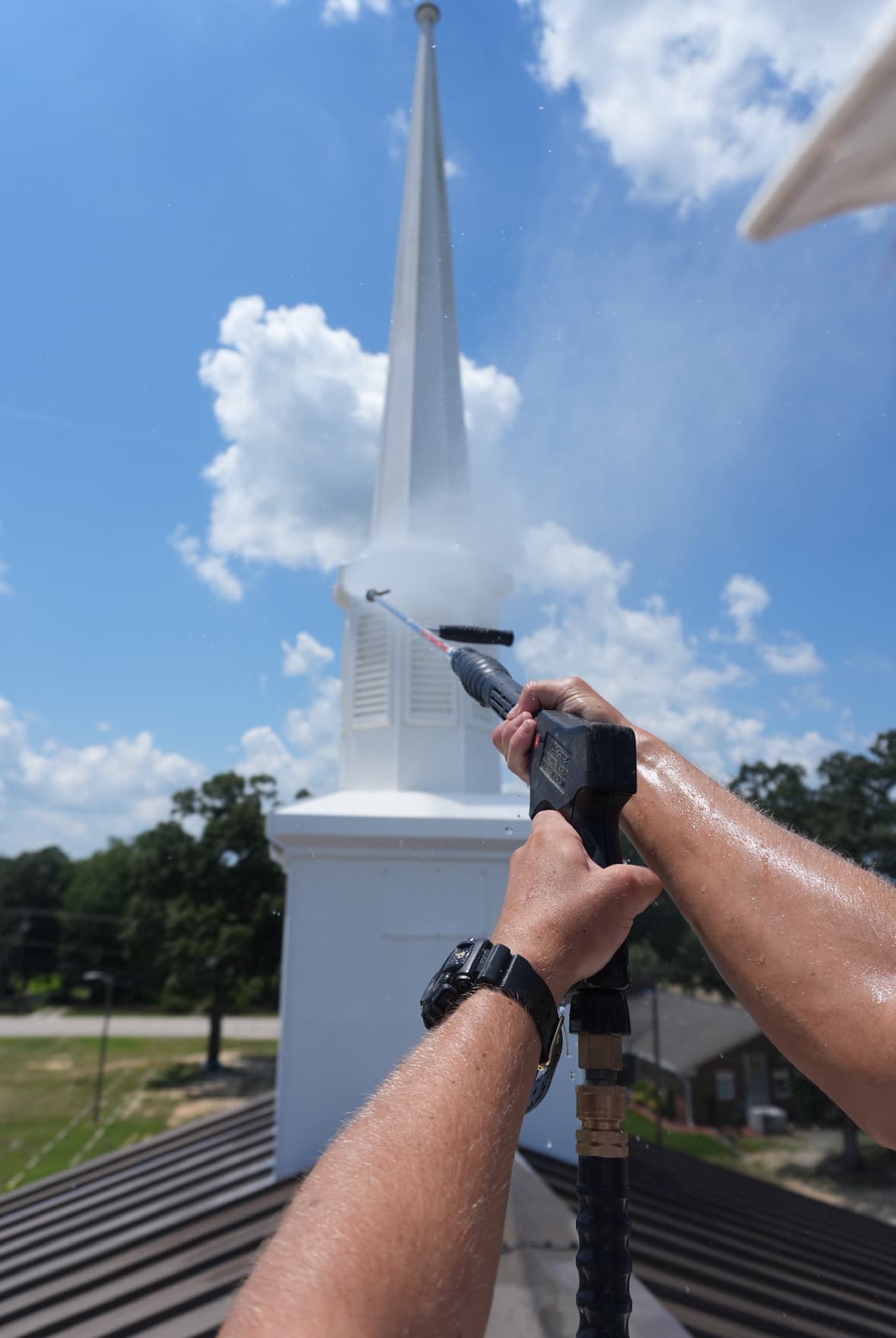 Max Pressure cleaning a church exterior in Fayetteville NC